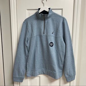 Nautica Men’s 1/4 Zip Cotton Blend Jersey Knit Pullover Sweater